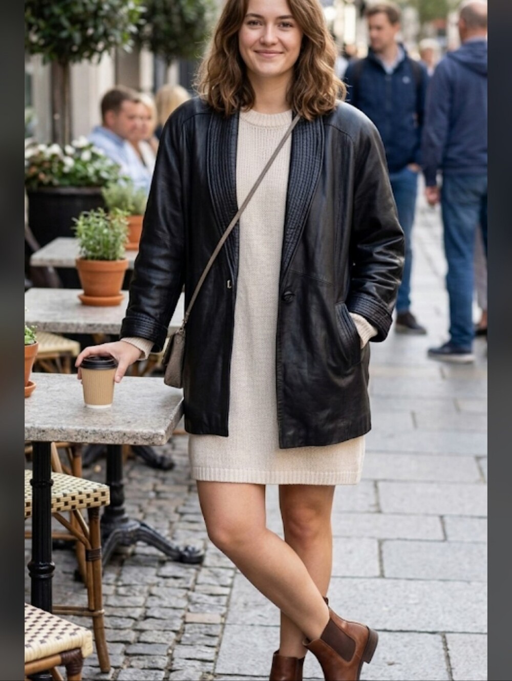 PELLE NY-MILAN Black Leather Coat  Size XLG